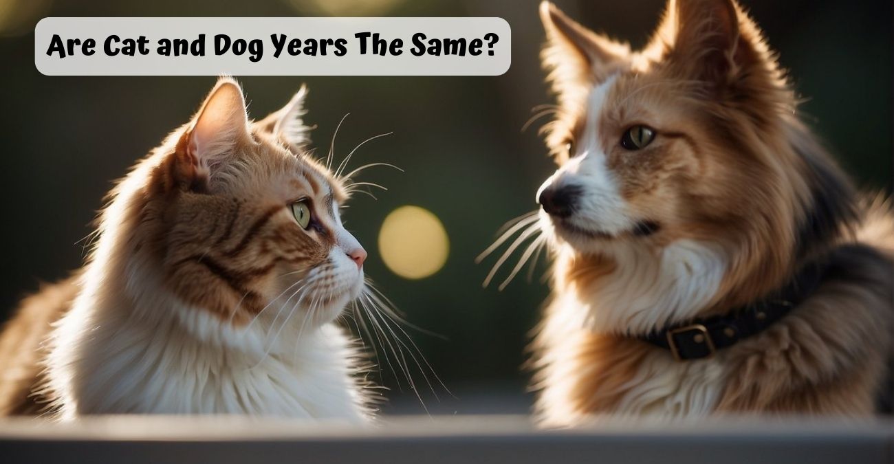 Cat and dog sitting together - Are Cat and Dog Years the Same?