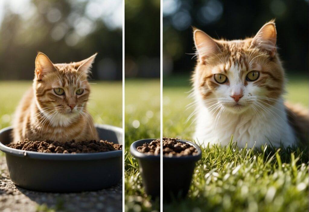 Two Cats Lying in Grass