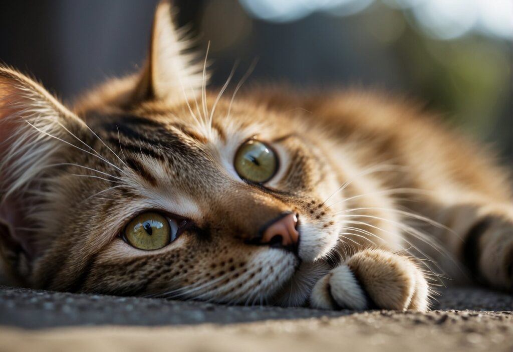 Close up of a cat lying down