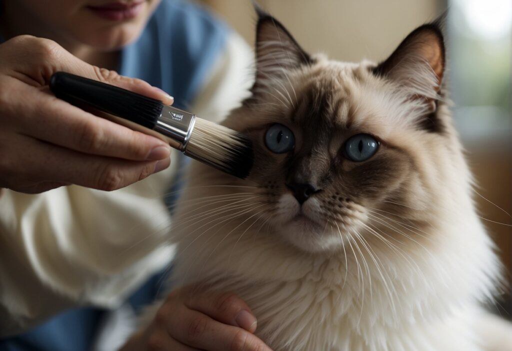 Grooming a Birman Cat