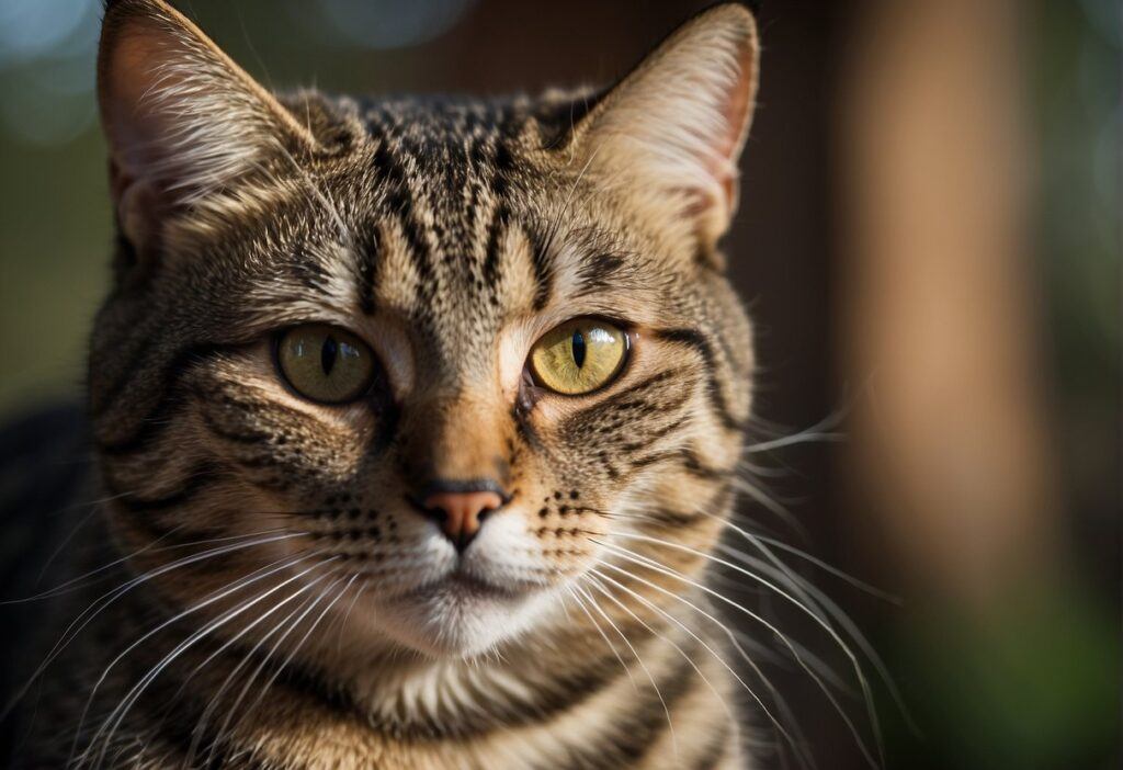 Tabby Cat Looking Intently into the camera