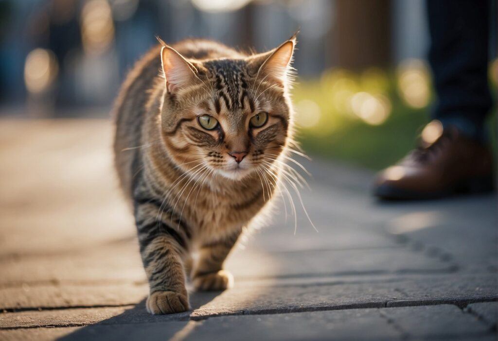 Cat Walking Down a side walk