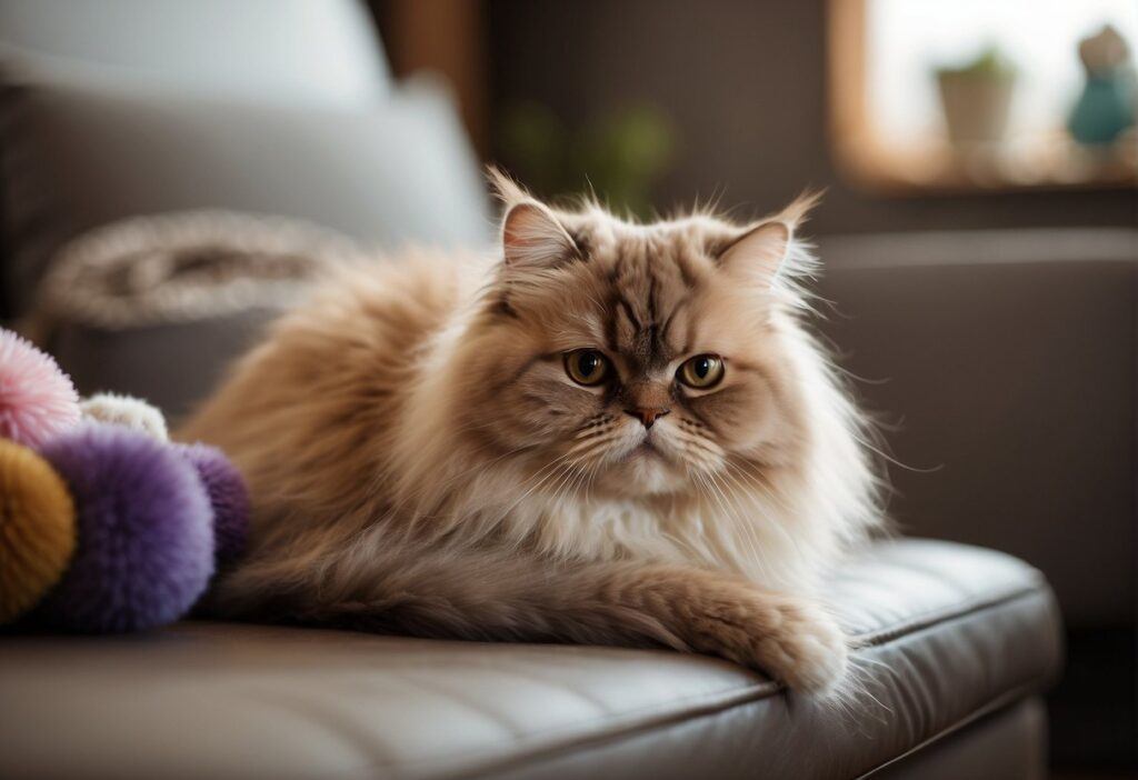 Persian Cat sitting on a couch 